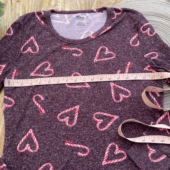 PINK Holiday heart candy cane long sleeve - Picture 3 of 5